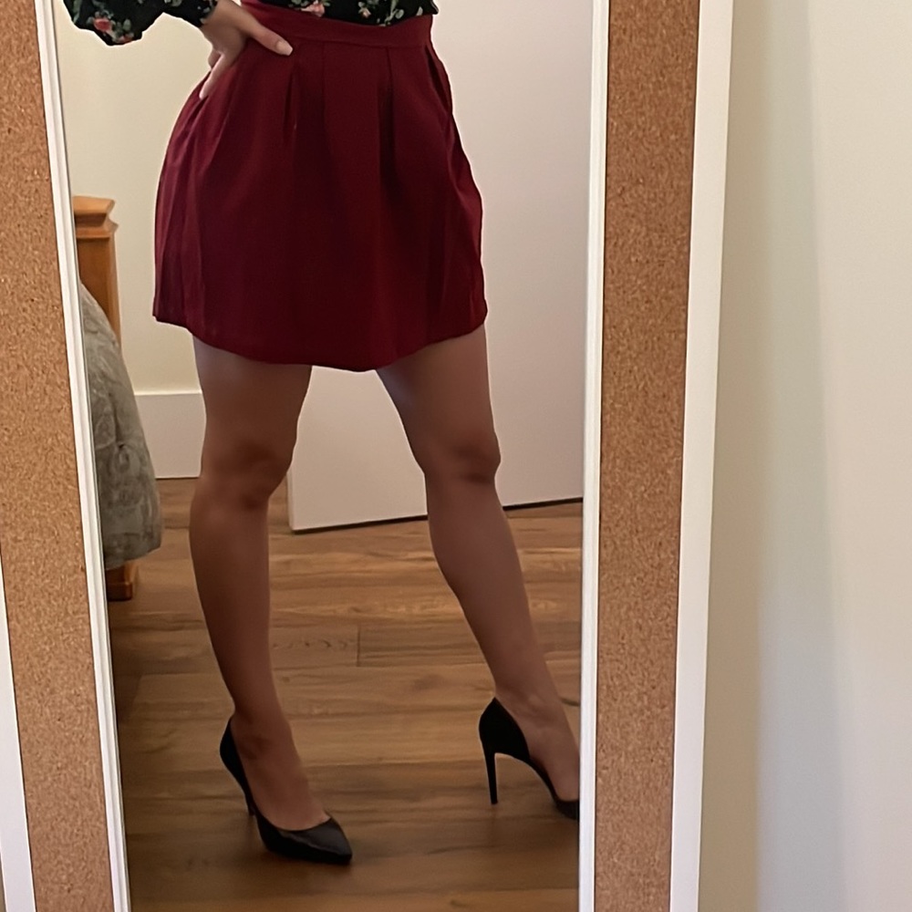 Stradivarius Burgundy Mini Skirt